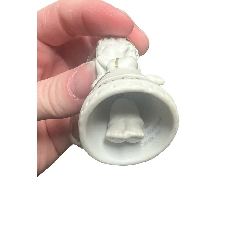 Hallmark Keepsake 2001 Godchild‎ Porcelain Bell Angel Ornament QX8452 White Gold